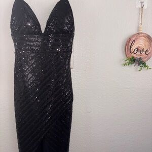 Privy Black Sequin Gown